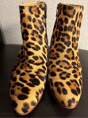 J. Crew Leopard-Print Ankle Booties in Tan and Black